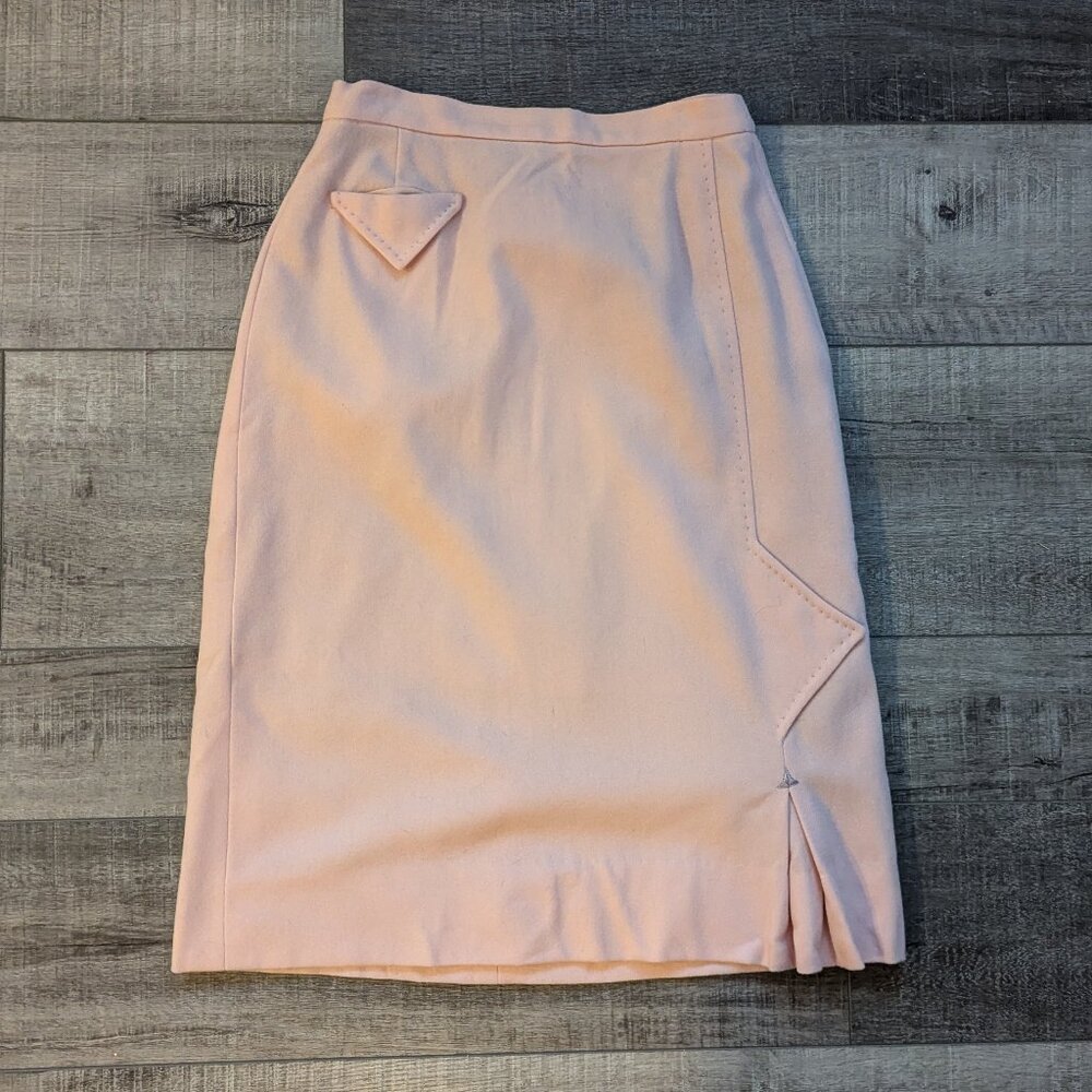 Vintage pink wool pencil skirt